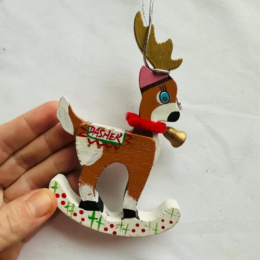 Vintage Hand Painted Santa's Reindeer 